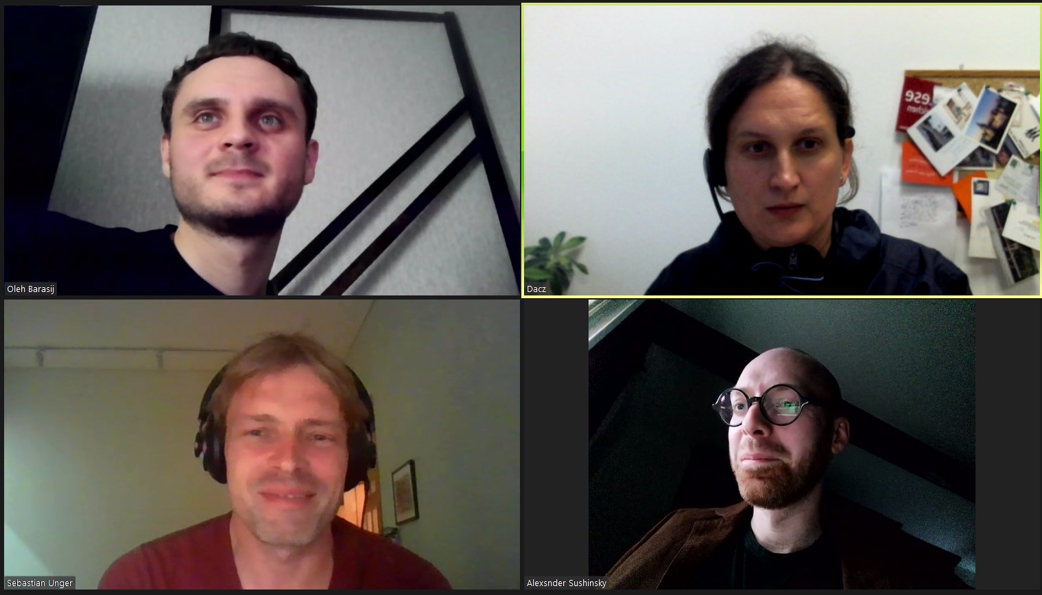 four curators on a video call